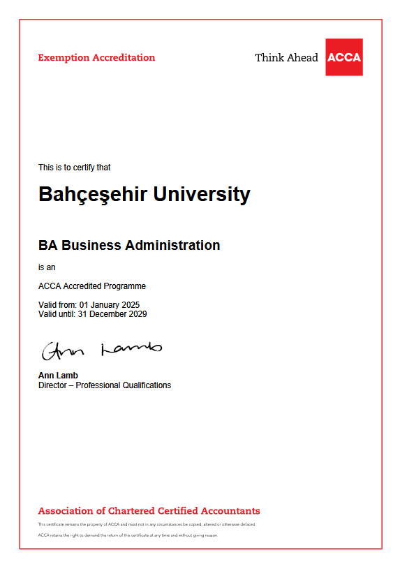 ACCA Grants Five-Year Accreditation to Business Administration Program !